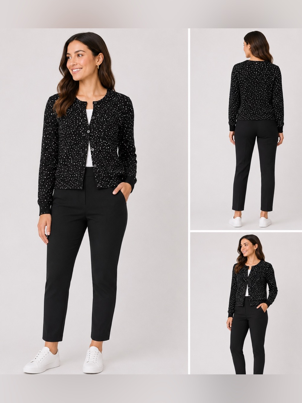 H&M Black and White Knit Sweater Cardigan Size Small